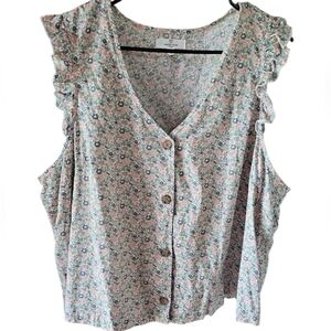 Gray by Grayson Social Womens Smocked Gingham Peplum Square Neck Top Size 2x